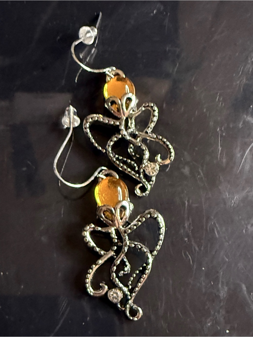 Elegant Amber Glass Drop Earrings - Women Jewelry